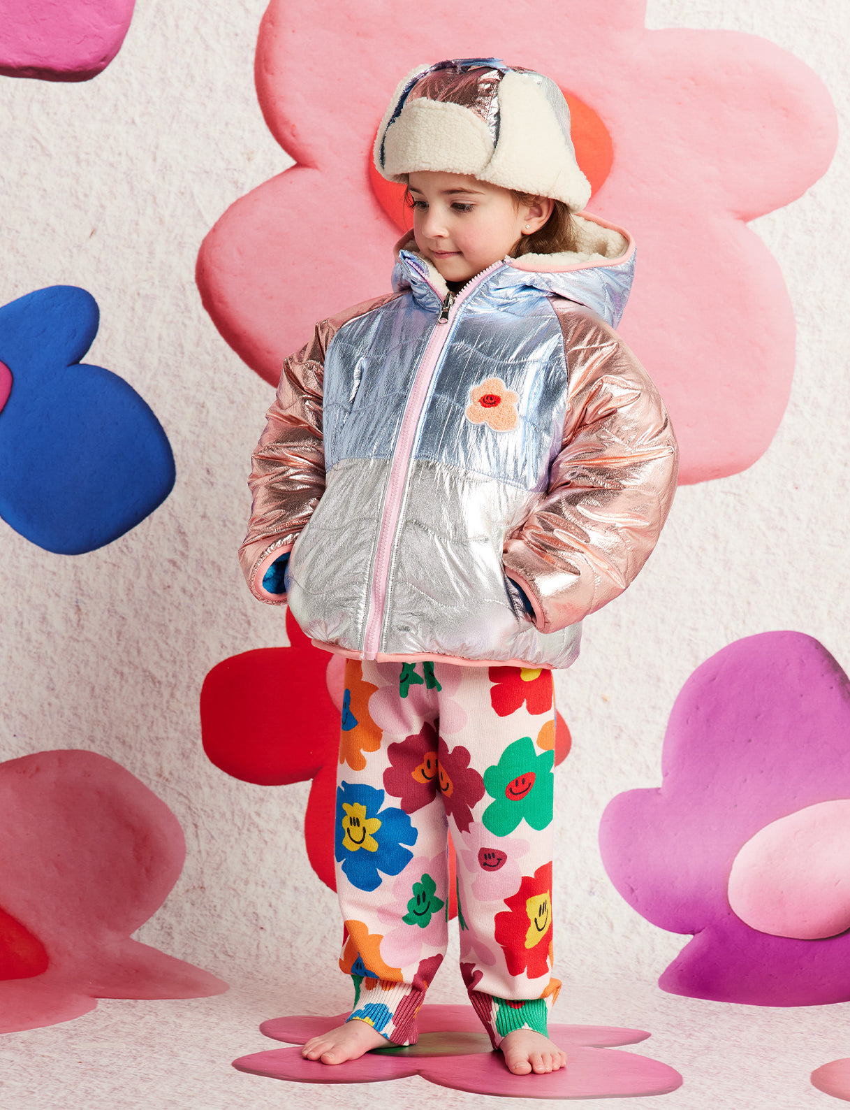 Hej Blomma! Reversible Kids Puffer Jacket
