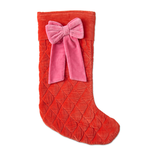 Christmas Bow Velvet Stocking