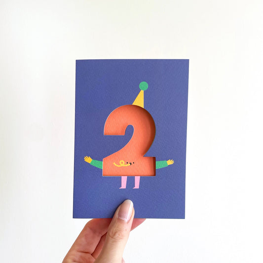 2nd Birthday Die Cut Greeting Card
