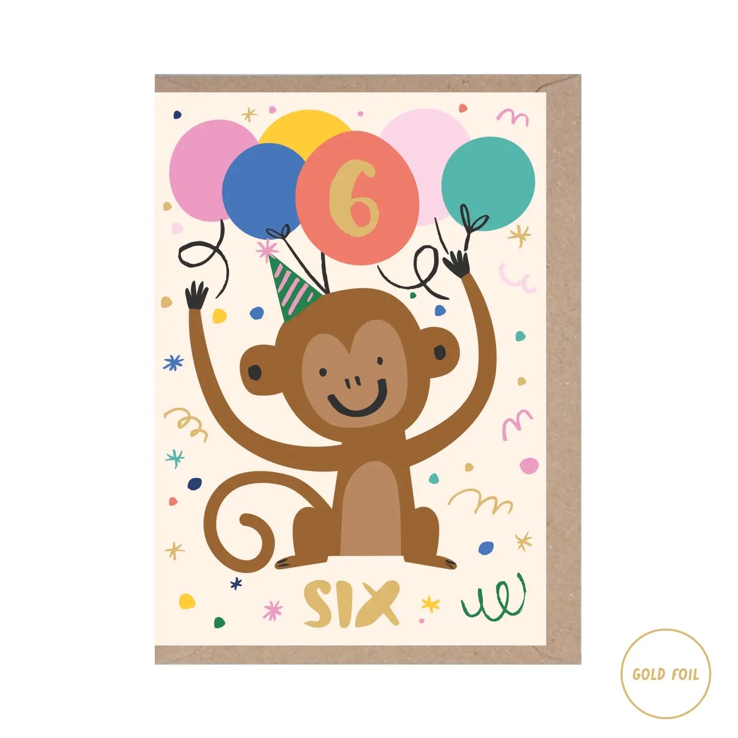 6th Birthday Monkey Card