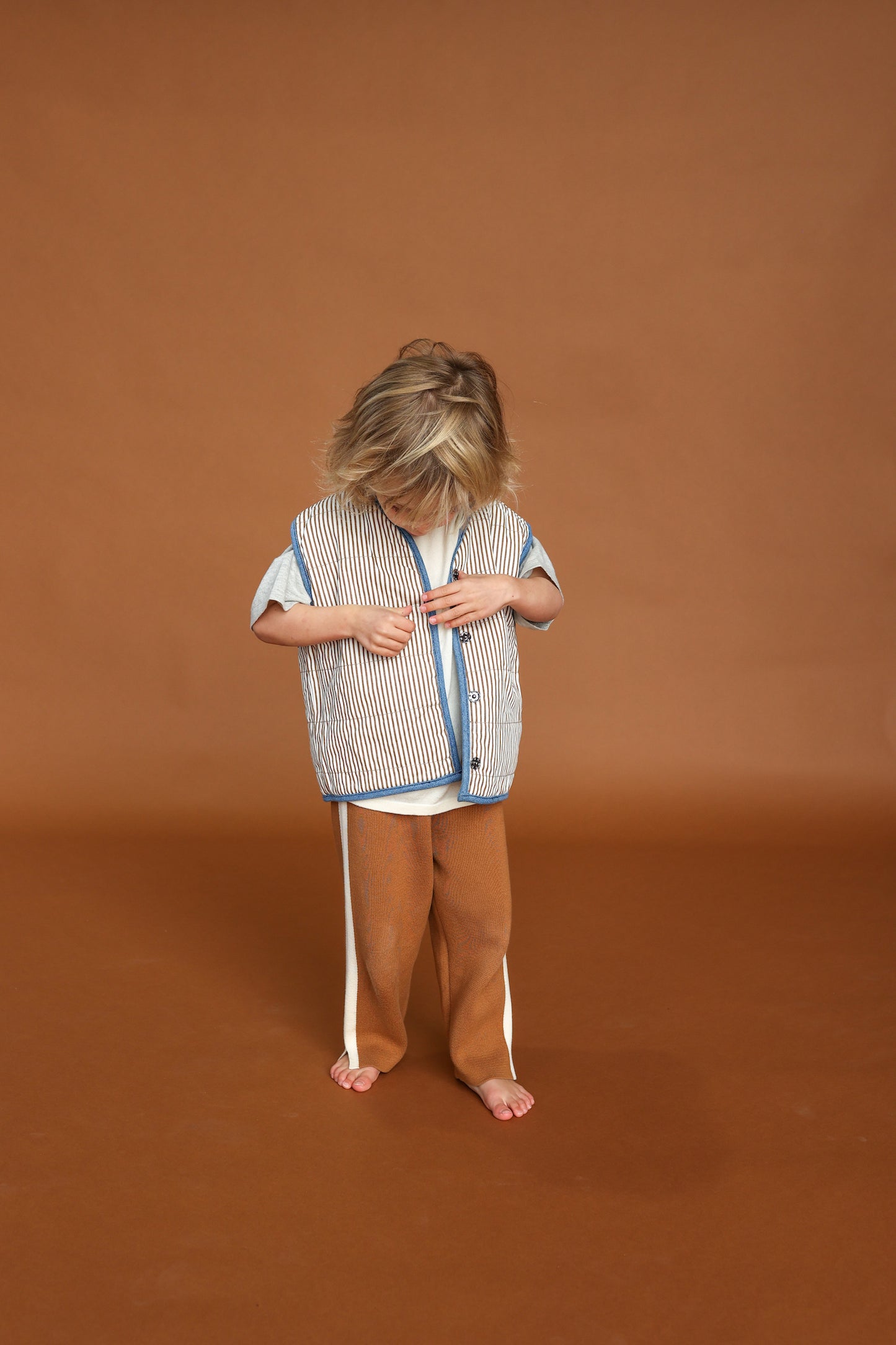 Quilted Reversible Vest / Denim & Paint