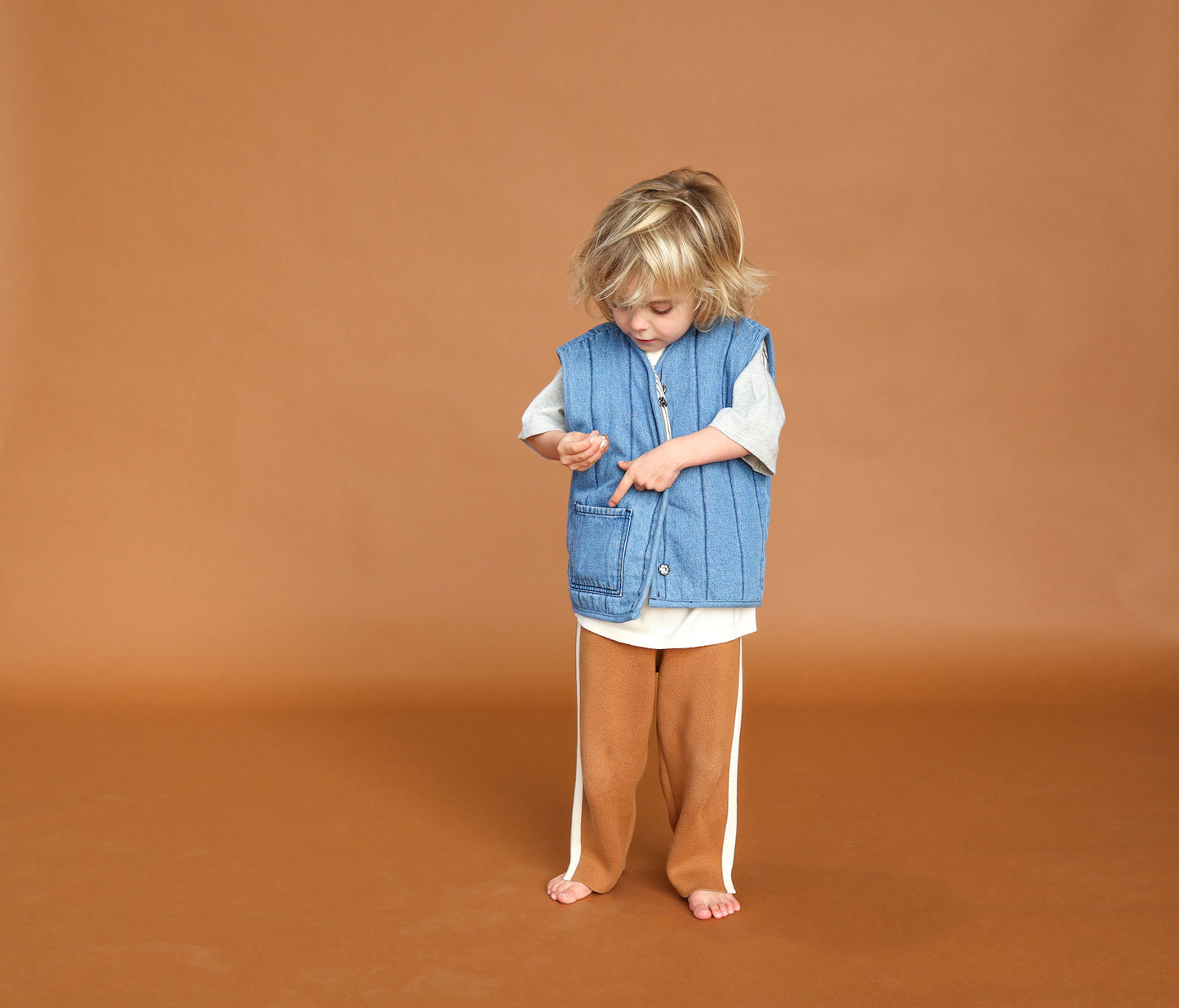 Quilted Reversible Vest / Denim & Paint