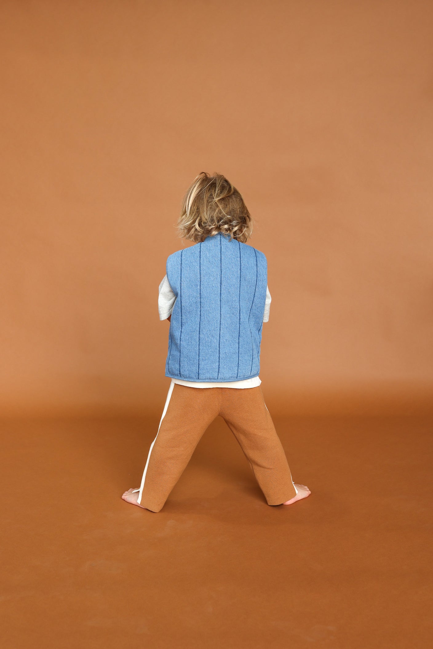 Quilted Reversible Vest / Denim & Paint