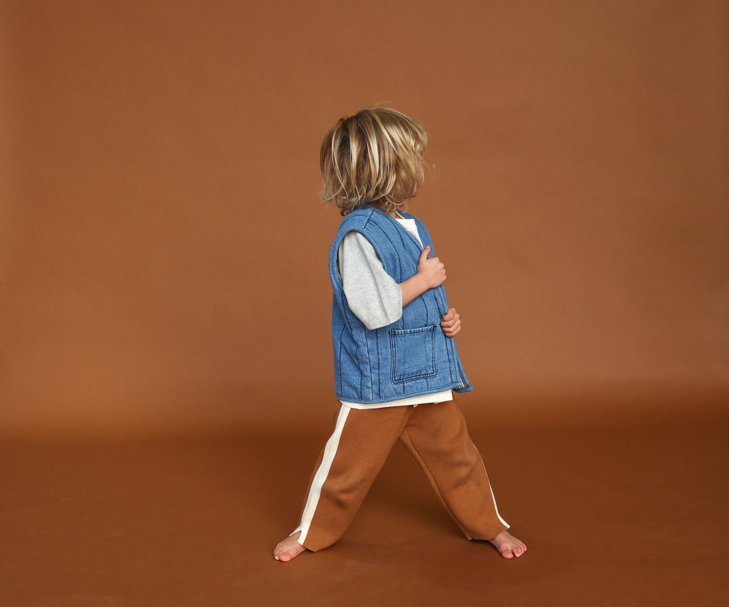 Quilted Reversible Vest / Denim & Paint