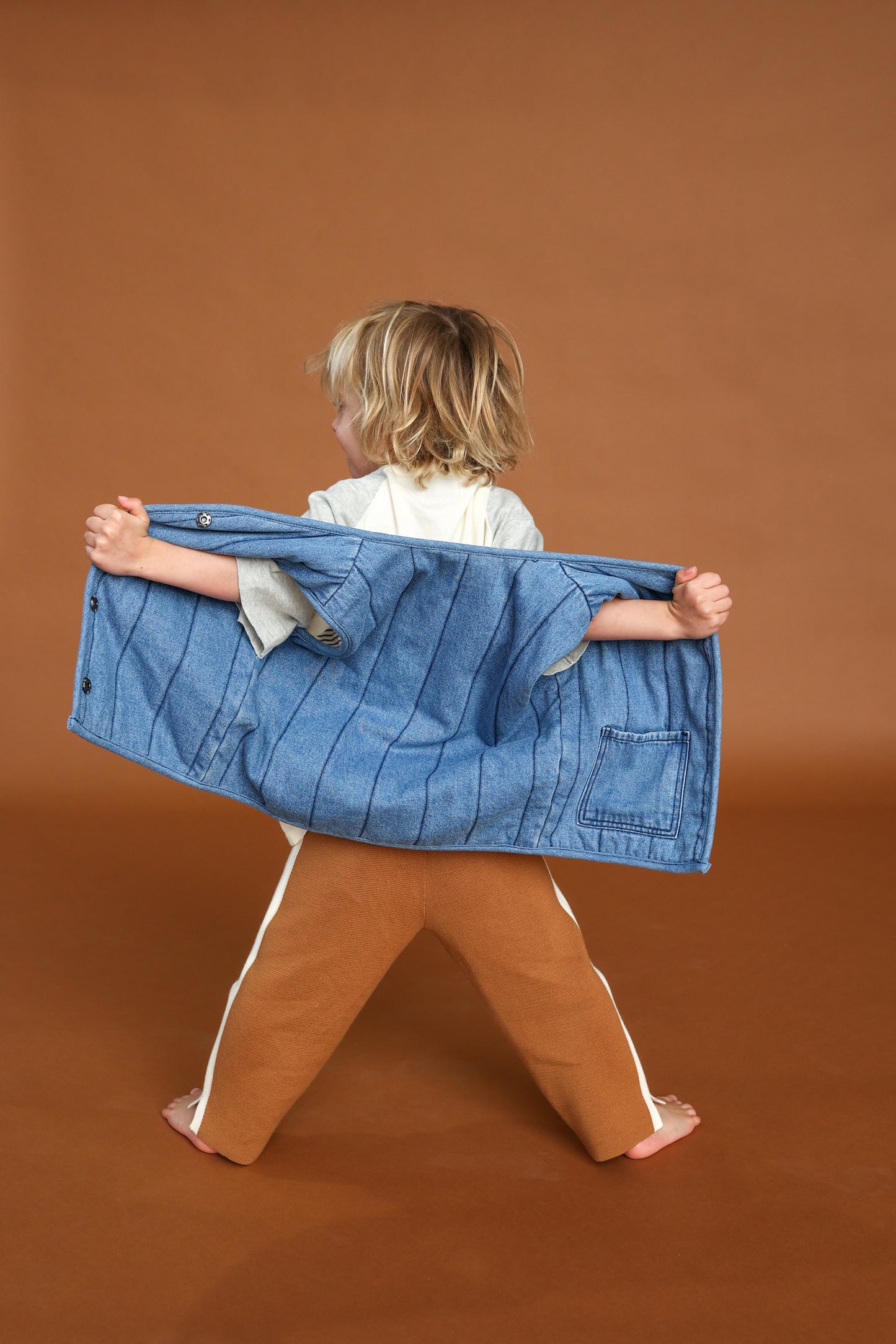 Quilted Reversible Vest / Denim & Paint