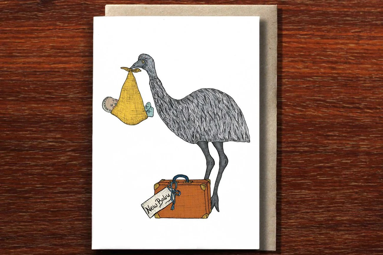 Greeting Card / Emu with a Baby