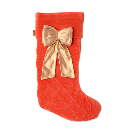 Golden Bow Velvet Stocking