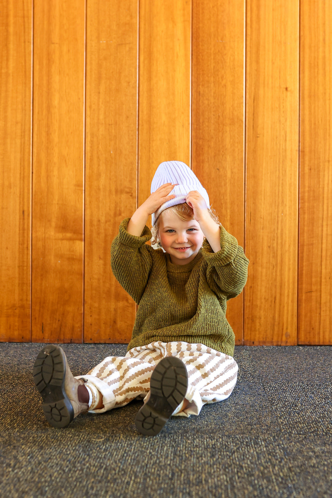 Organic Stripe Pixie Beanie / Lilac Ice