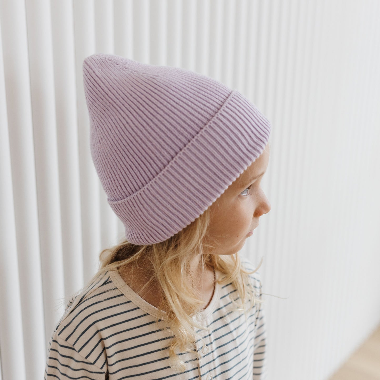 Organic Cotton Rib Beanie / Lilac