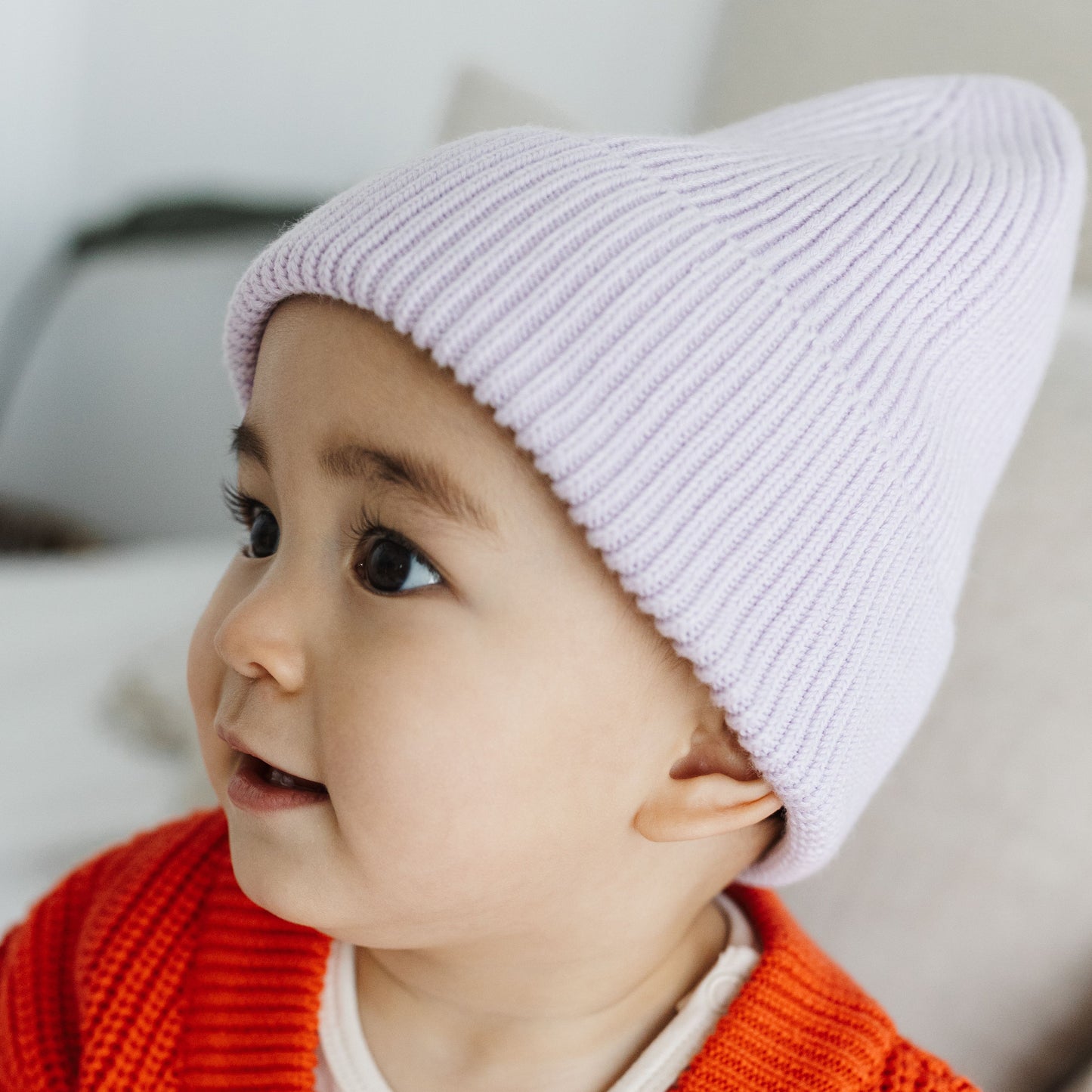 Organic Cotton Rib Beanie / Lilac