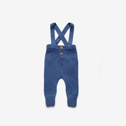Organic Cotton Knit Dungarees / Moody Blue