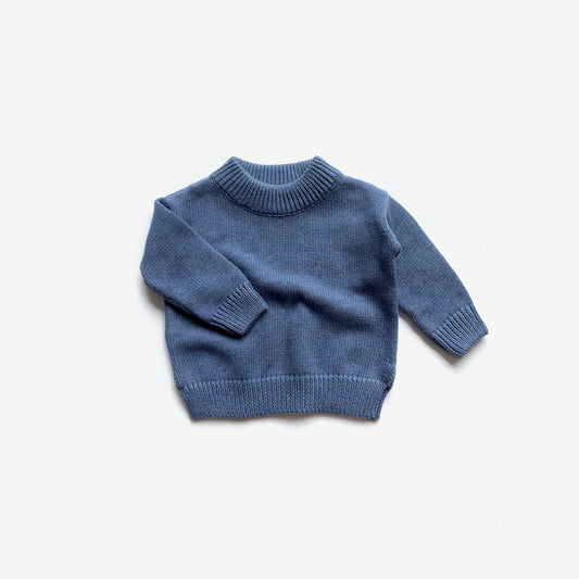Organic Cotton Knit Jumper / Moody Blue