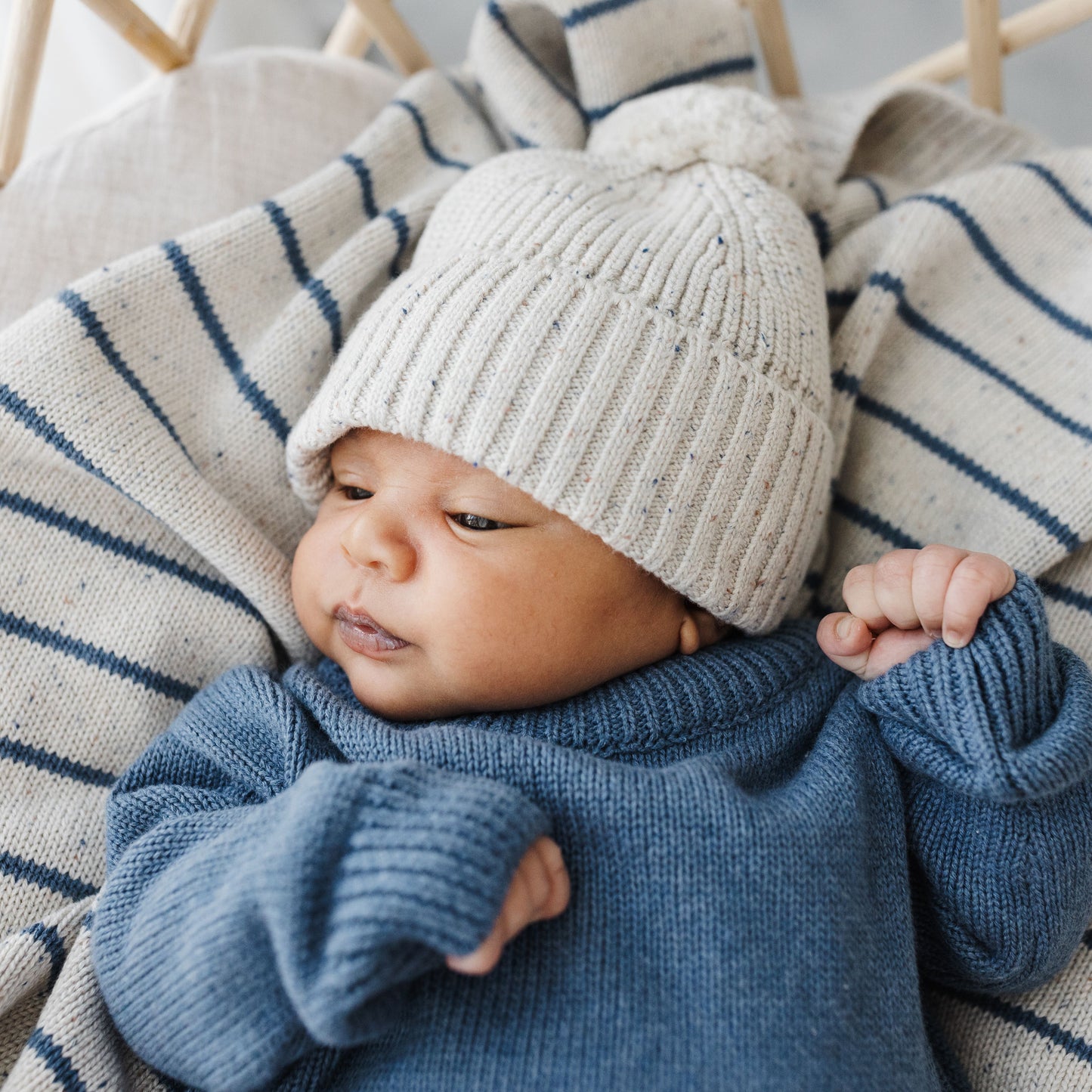 Organic Cotton Knit Jumper / Moody Blue