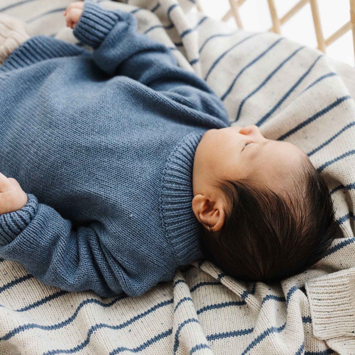 Organic Cotton Knit Jumper / Moody Blue