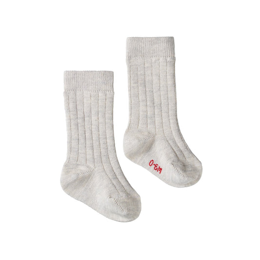 Organic Cotton Rib Socks / Light Grey