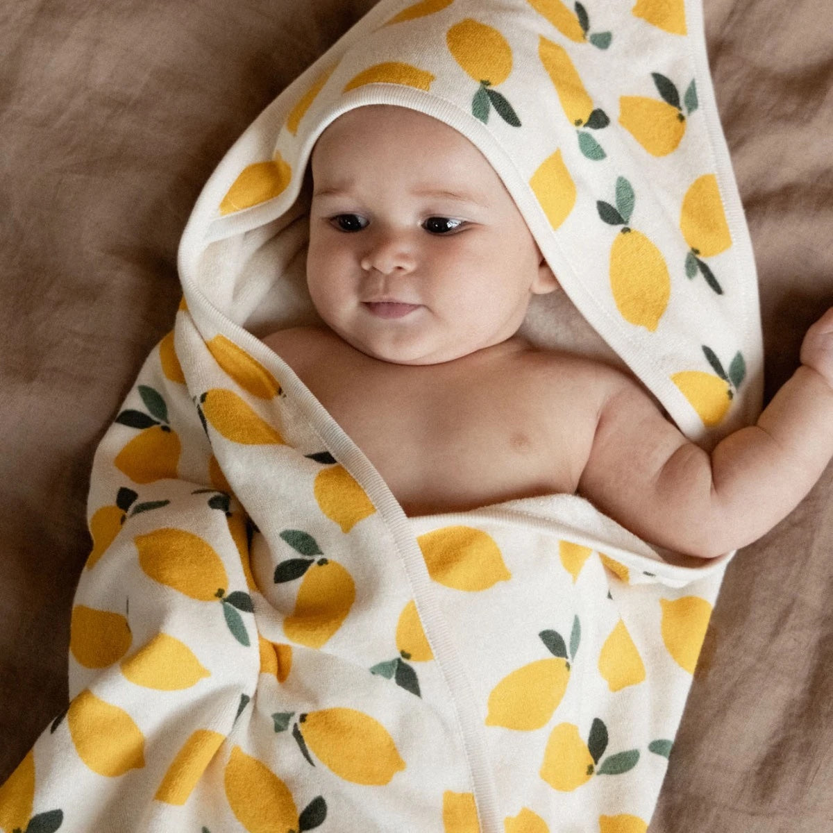 Organic Cotton Hooded Towel / Lemon