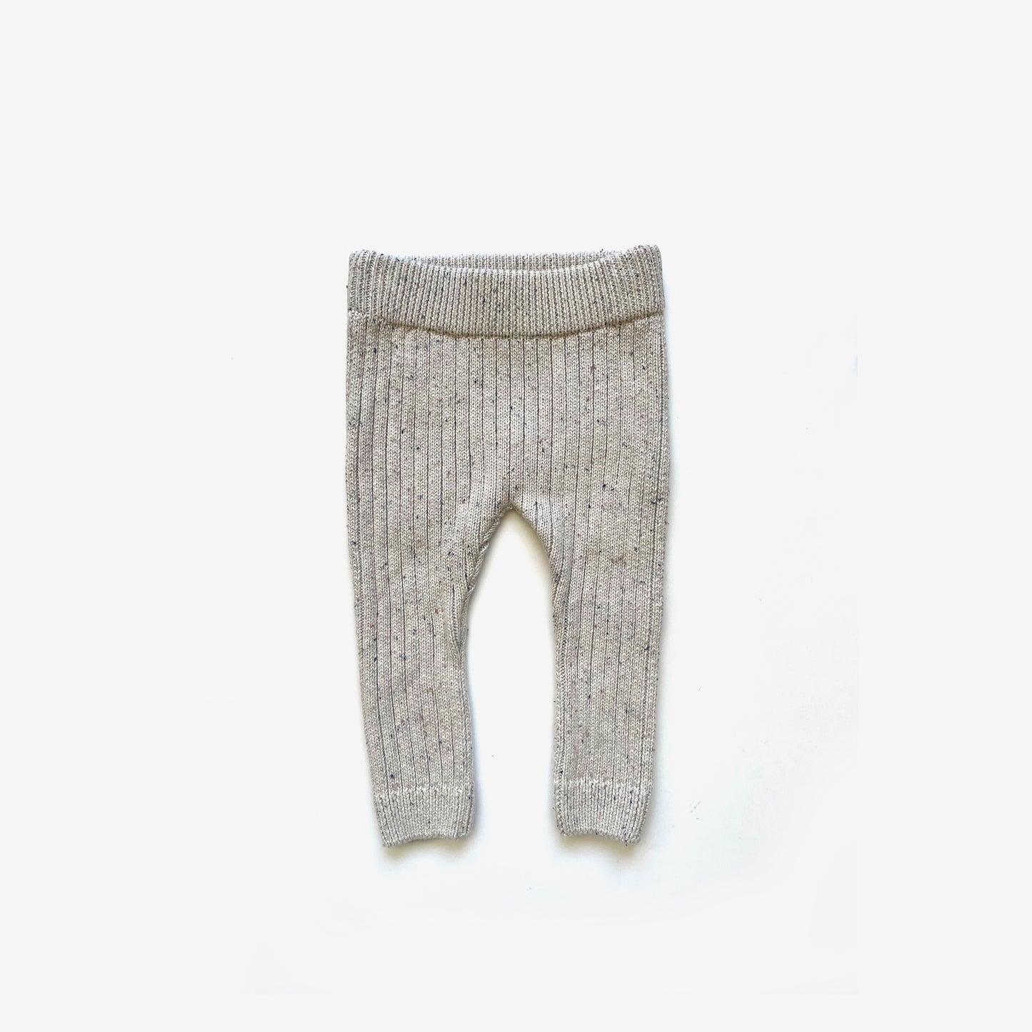 Organic Cotton Thick Knit Leggings / Oat Navy Fleck