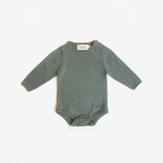 Organic Cotton Knit Bodysuit / Sage