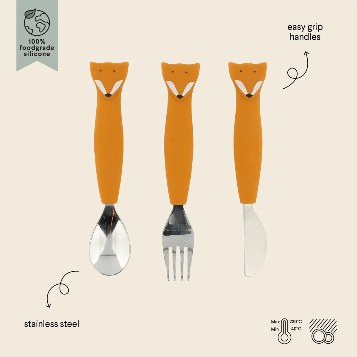 Fox Silicone Cutlery Set 3-Pack