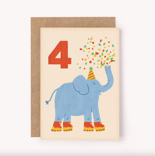 4th Birthday Elephant Card