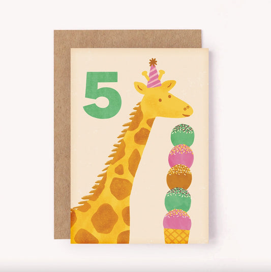 5th Birthday Giraffe Card