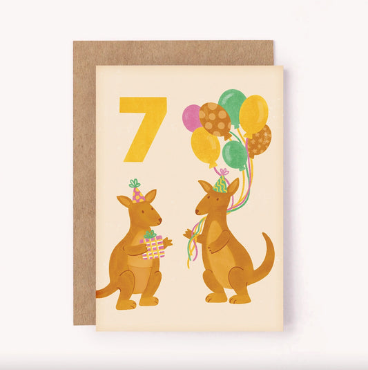 7th Birthday Kangaroo Card
