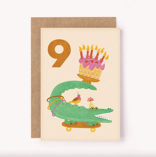 9th Birthday Crocodile Card