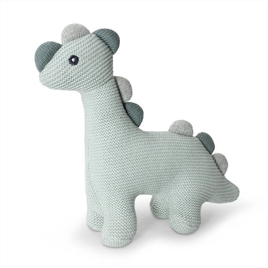 Dino Cotton Knitted Rattle / Mint