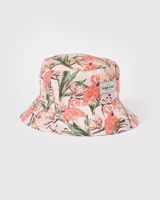 Goldie Cotton Bucket Hat / Flamingo