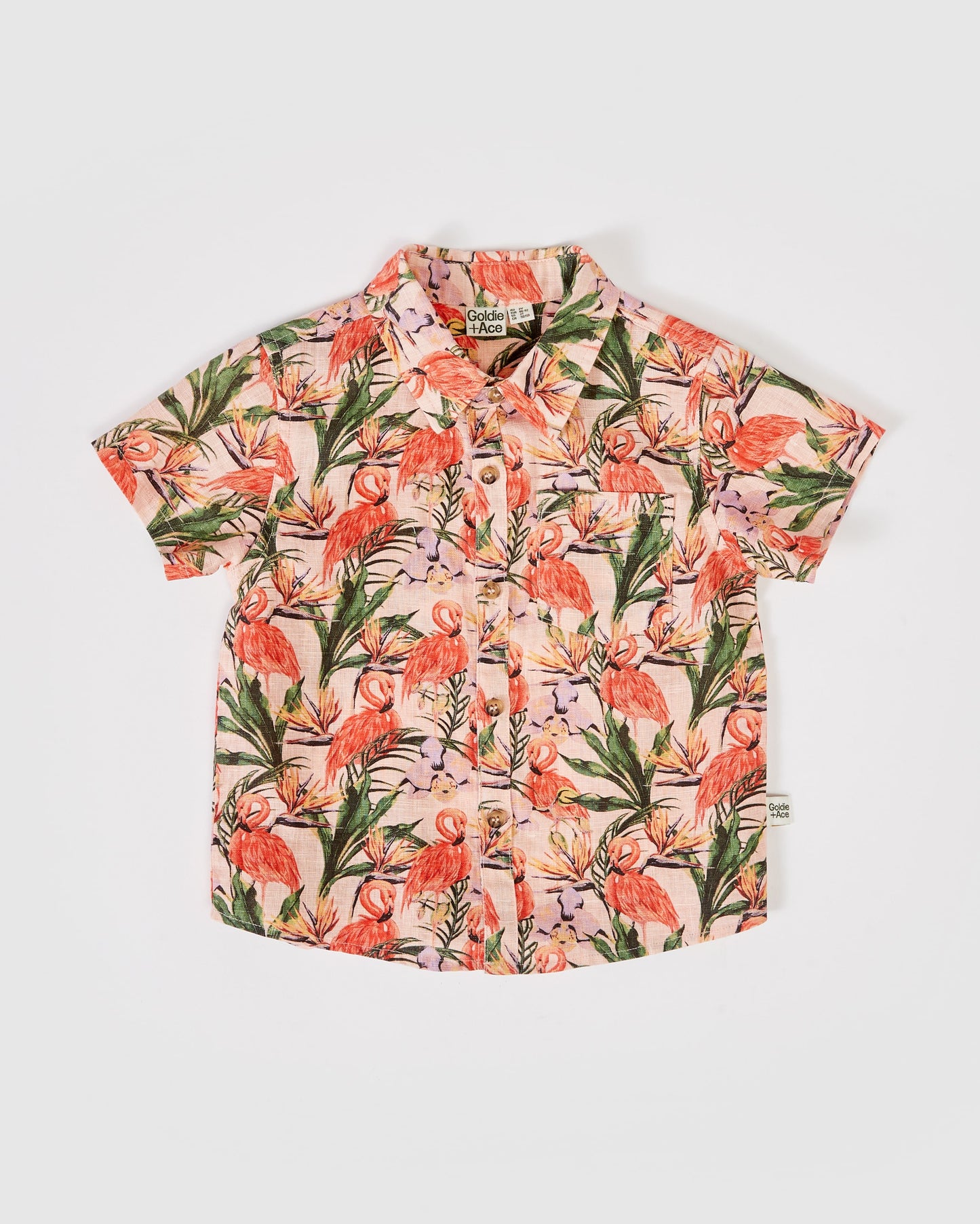 Holiday Linen Shirt / Flamingo