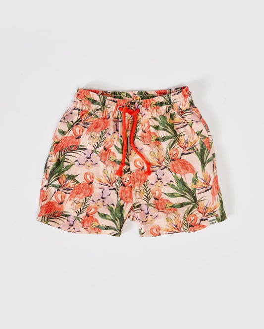 Noah Linen Shorts / Flamingo