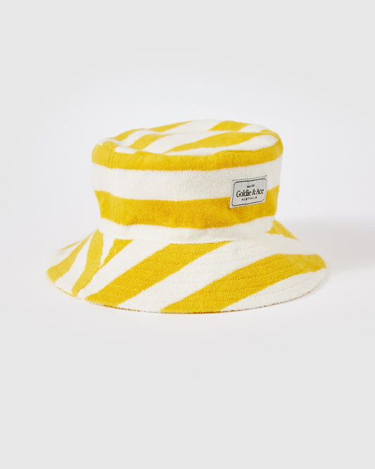 Smiley Terry Towelling Bucket Hat / Lemon
