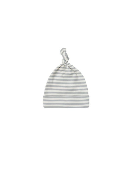 Knotted Baby Hat / Dusty Blue Stripe