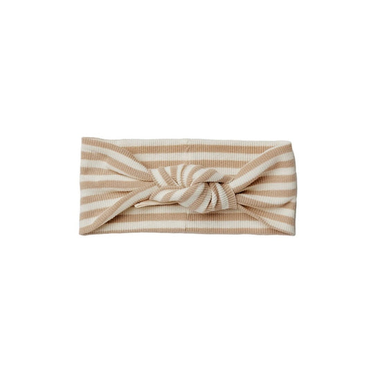 Ribbed Knotted Headband / Latte Stripe