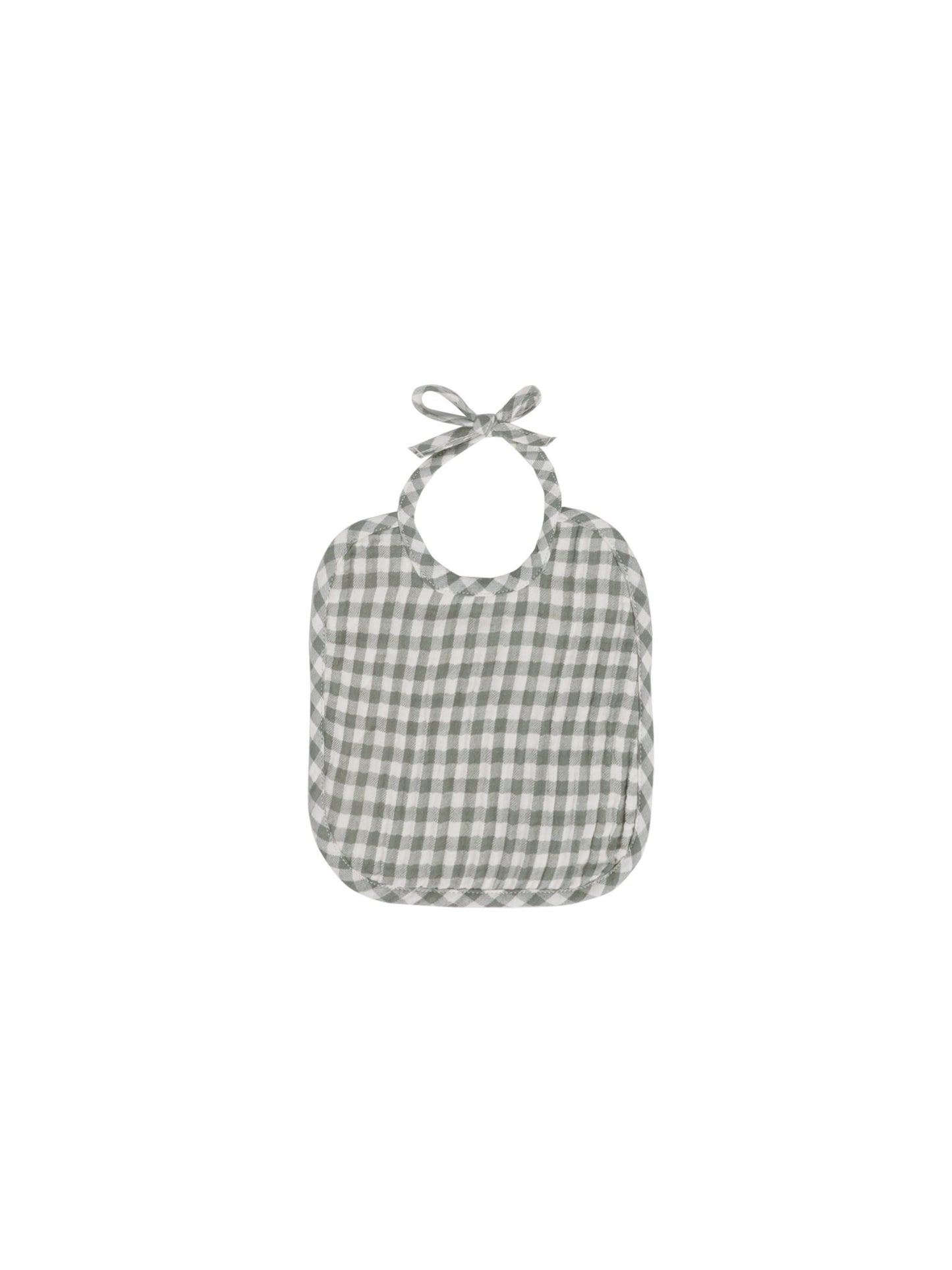 Woven Tie Bib / Sea Green Gingham