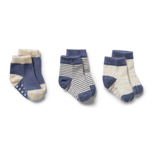 Organic 3 Pack Baby Socks / Rain Drop